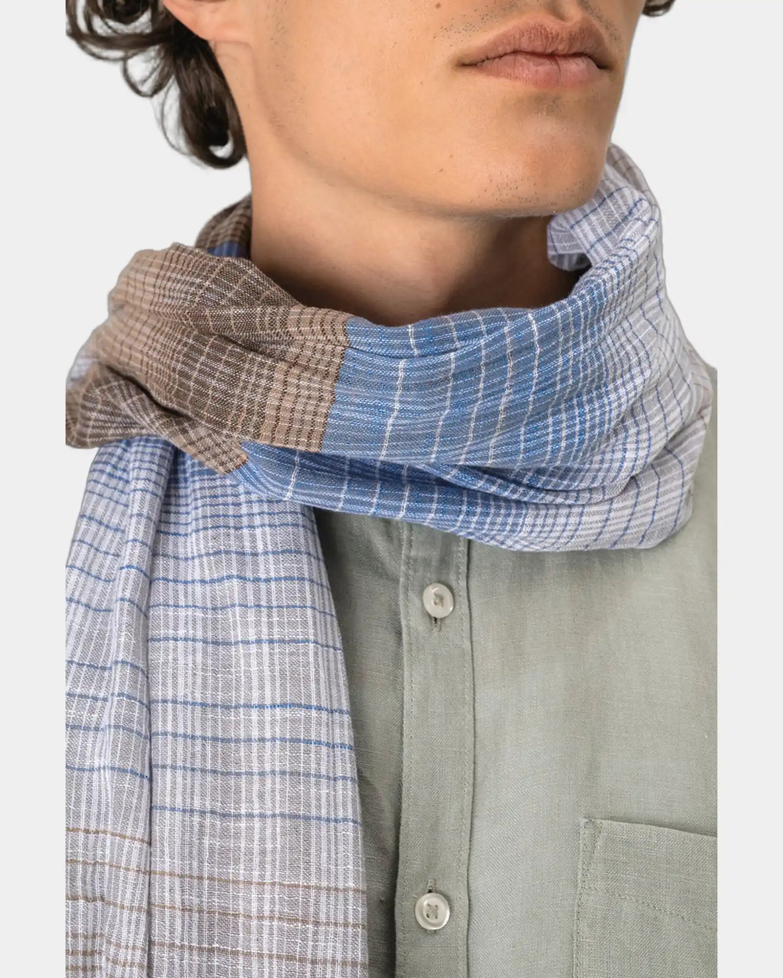 Custom striped cotton woven scarf with fringes - 2